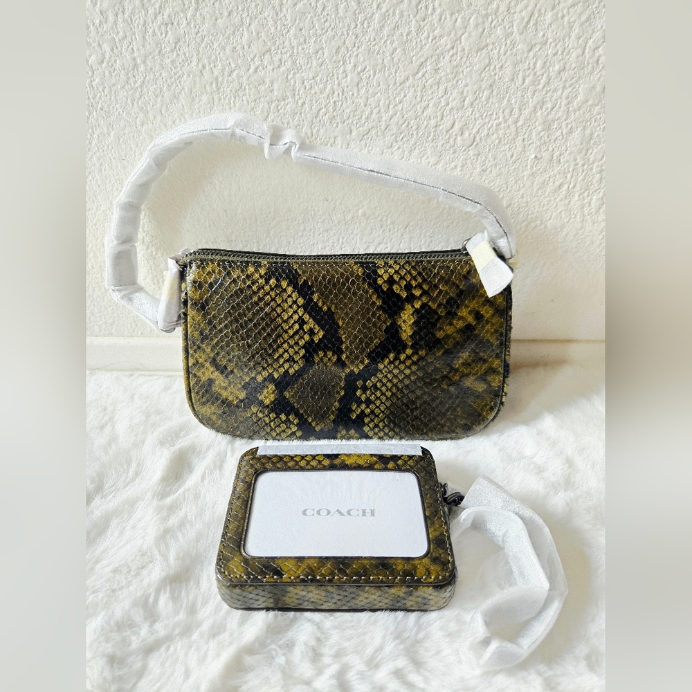 Coach Olive and Black Snake Print Bag and Wallet Set - Picture 8 of 9